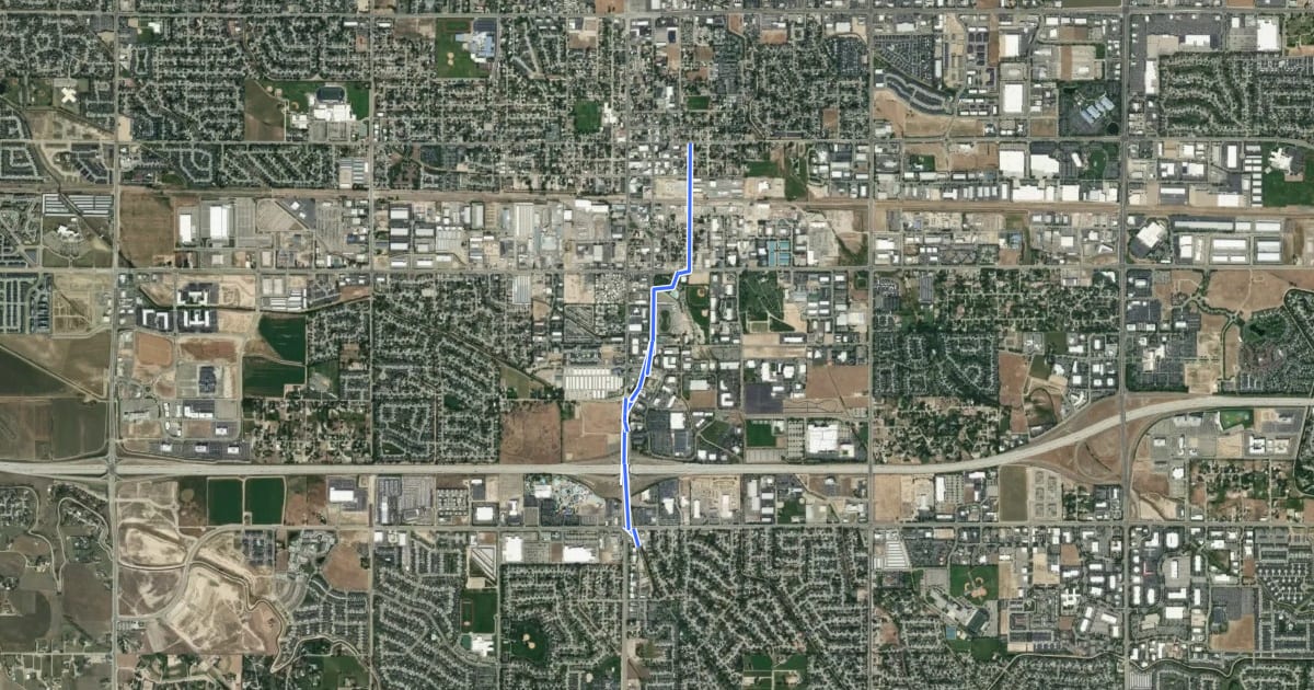 Маршрут Central Meridian Bikeway на спутниковом снимке