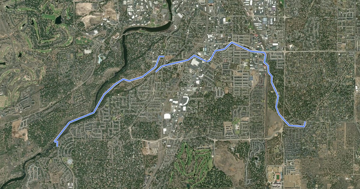 Маршрут Central Oregon Canal Trail на спутниковом снимке