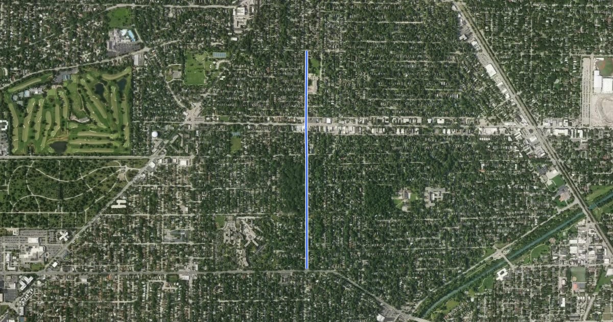 Маршрут Central Park Avenue на спутниковом снимке