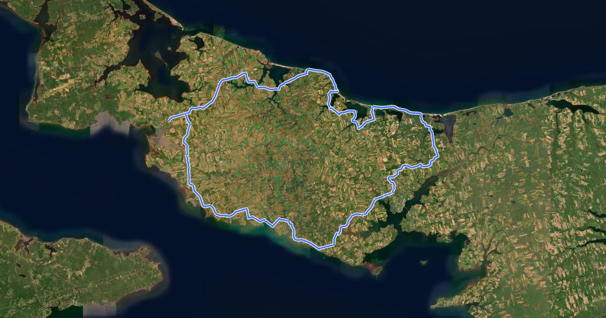 Маршрут Central PEI Coastal Walk на спутниковом снимке