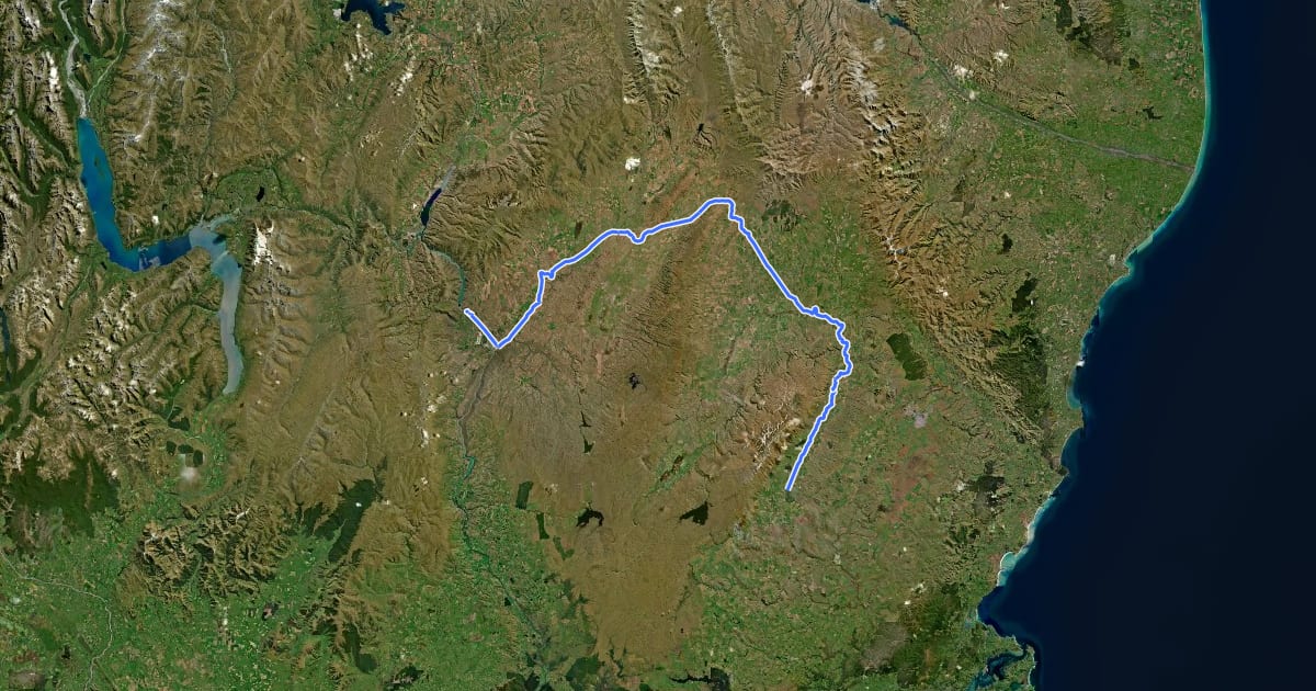 Маршрут Central Rail Trail на спутниковом снимке