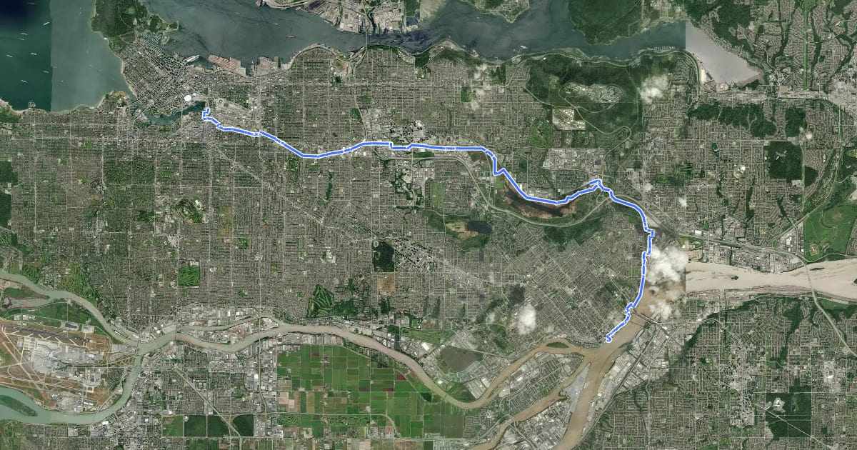 Маршрут Central Valley Greenway на спутниковом снимке