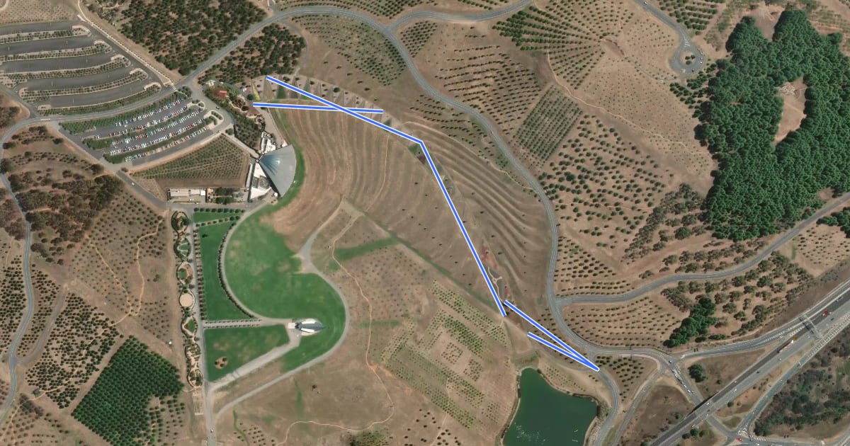 Маршрут Central Valley Path на спутниковом снимке