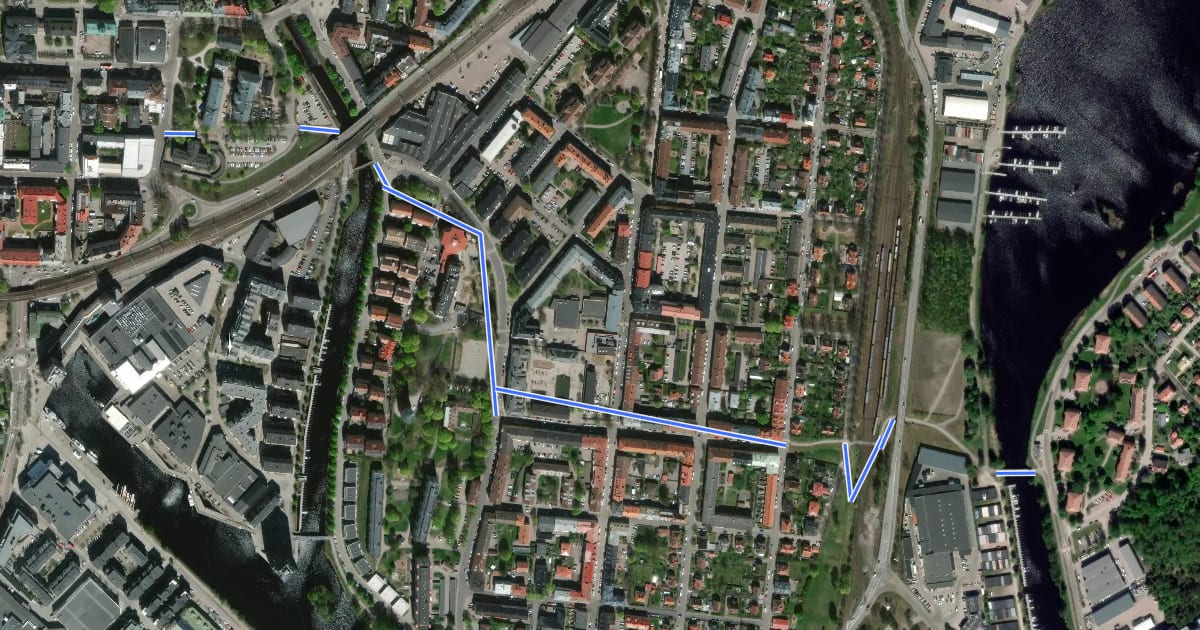 Маршрут Centrum-Lamberget на спутниковом снимке