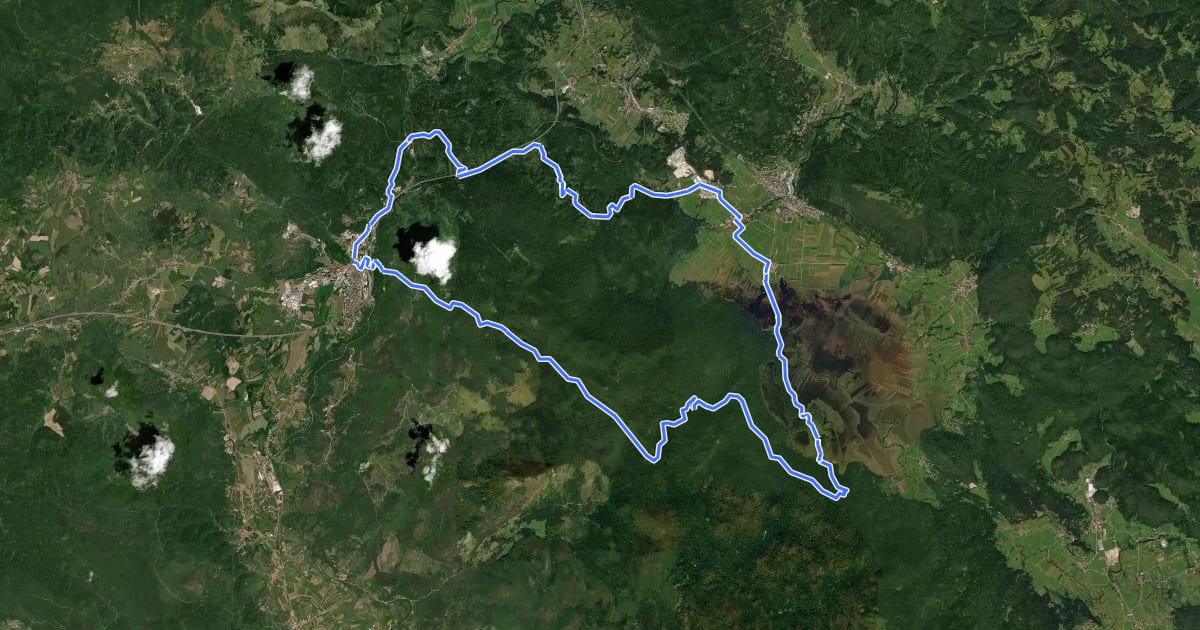 Маршрут Cerkniško jezero - Rakov Škocjan на спутниковом снимке