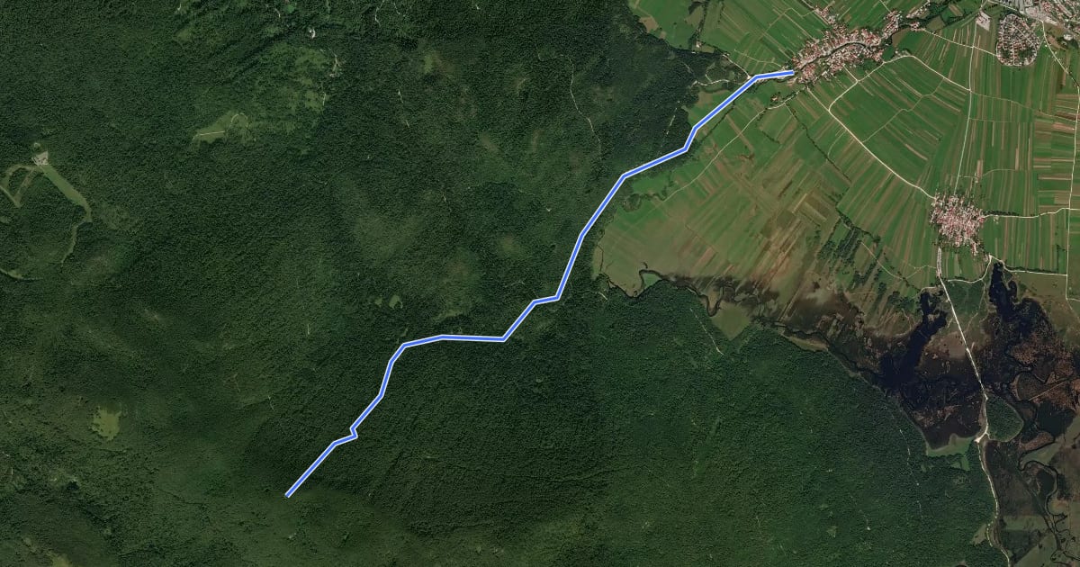 Маршрут Cerknica - Veliki Javornik на спутниковом снимке