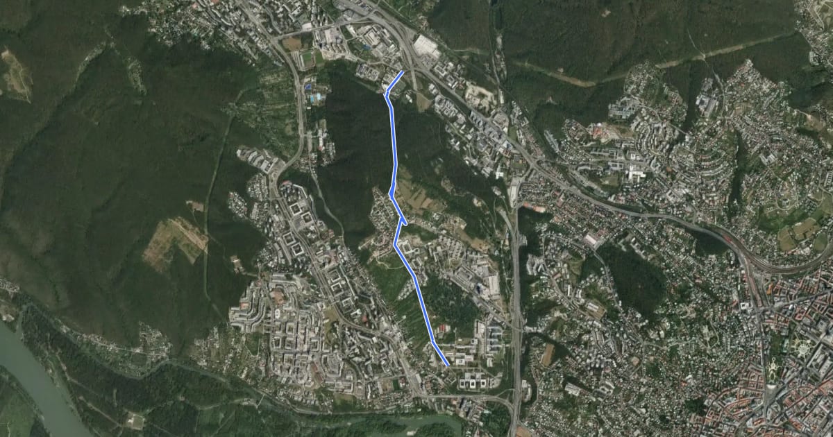 Маршрут Cez Sitinu на спутниковом снимке