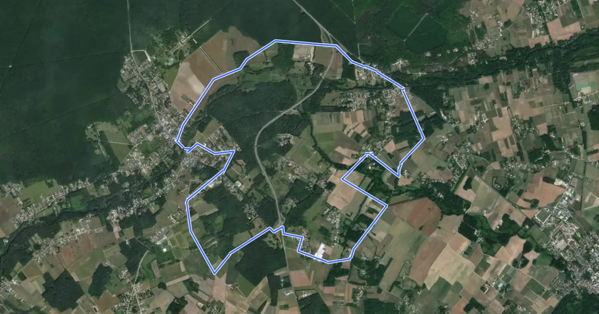 Маршрут Châteaux et demeures на спутниковом снимке