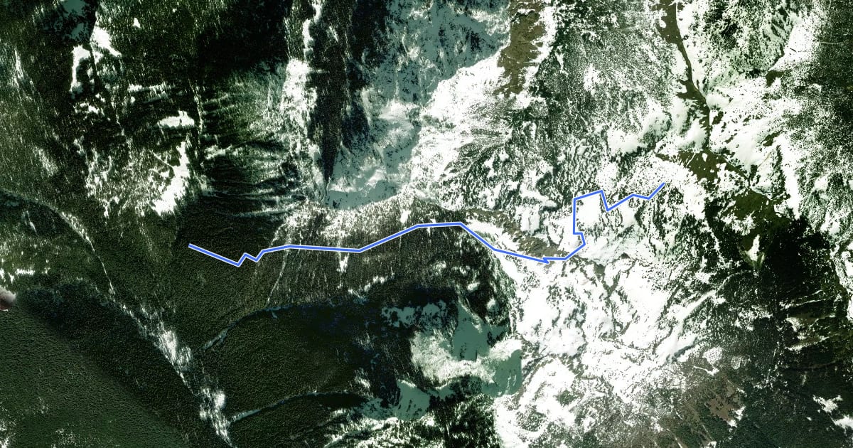 Маршрут Chain Lakes Trail на спутниковом снимке