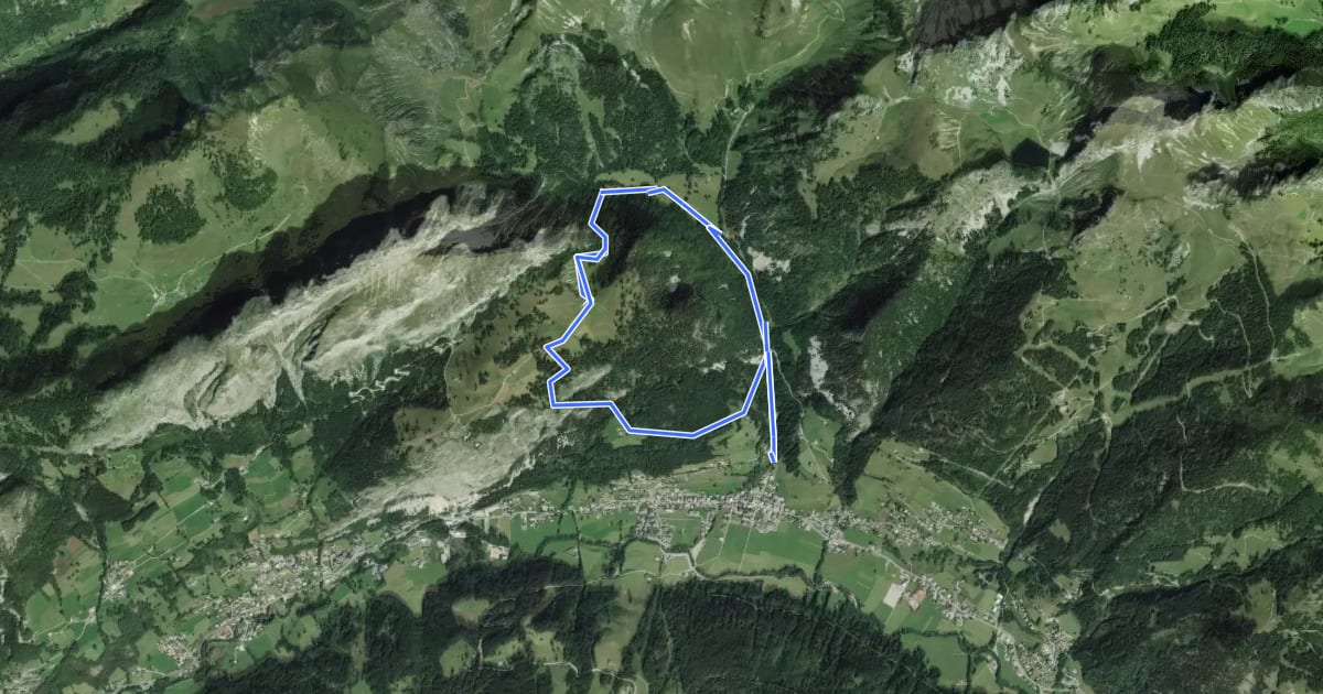 Маршрут Chalet de la Raille par la Plagne на спутниковом снимке