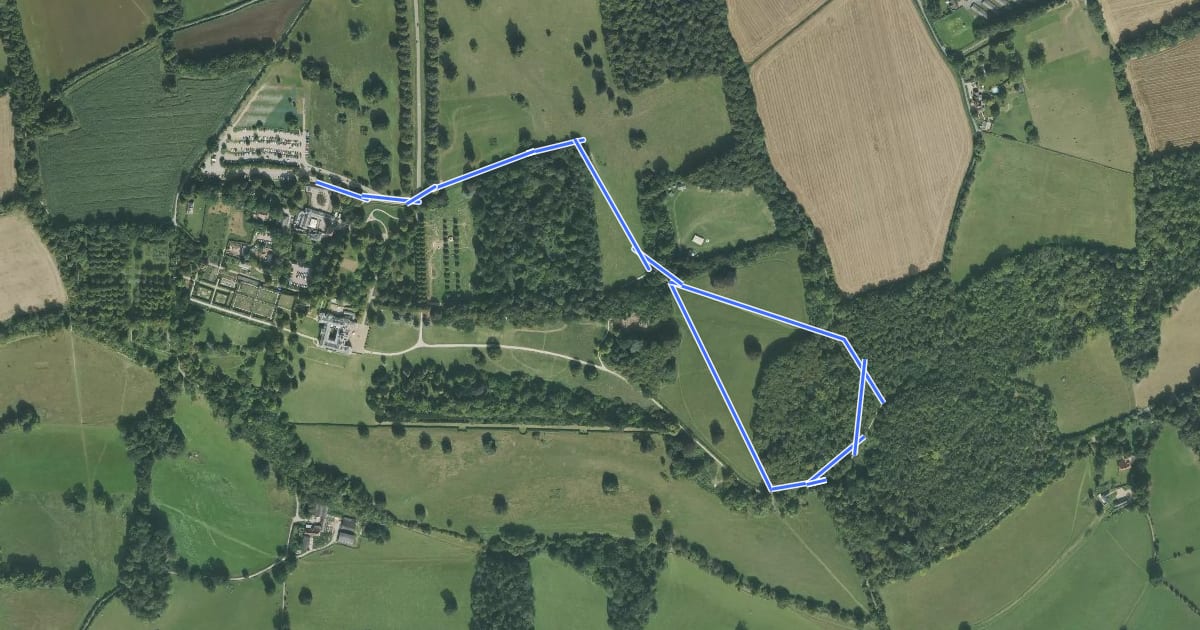 Маршрут Chalk Pit Walk, Polesden Lacey на спутниковом снимке