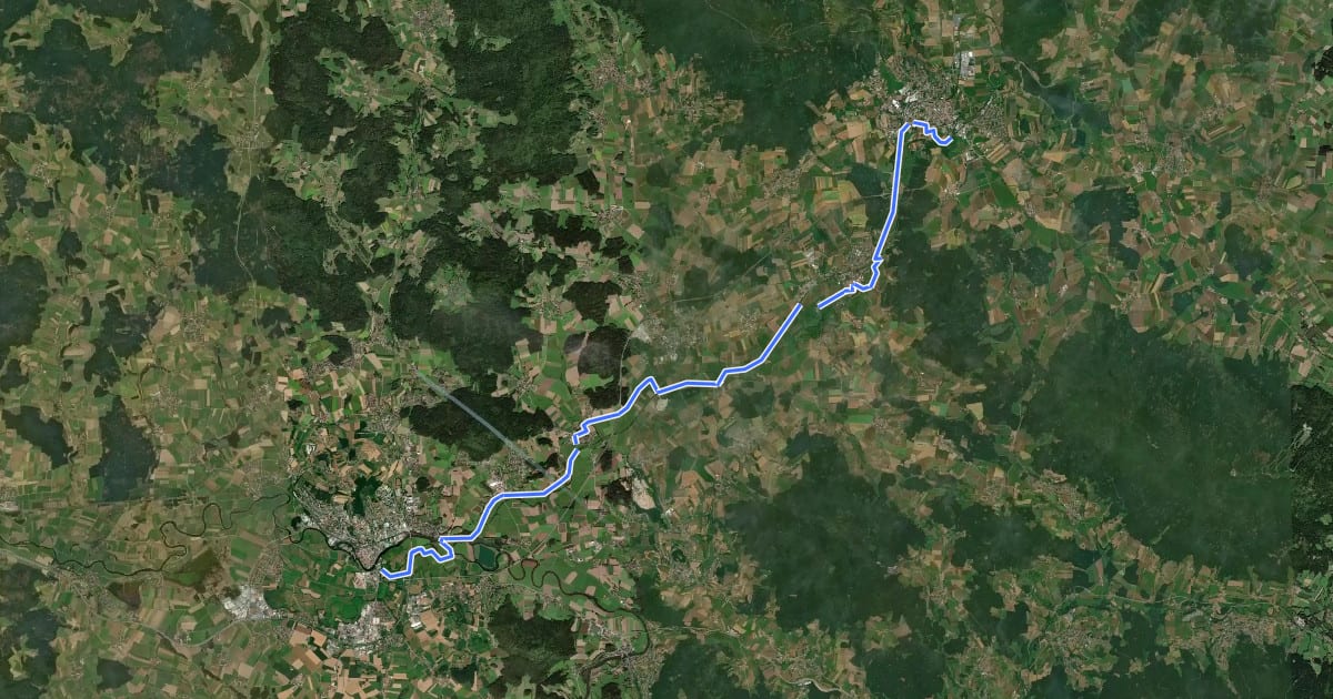 Маршрут Chambtalradweg на спутниковом снимке