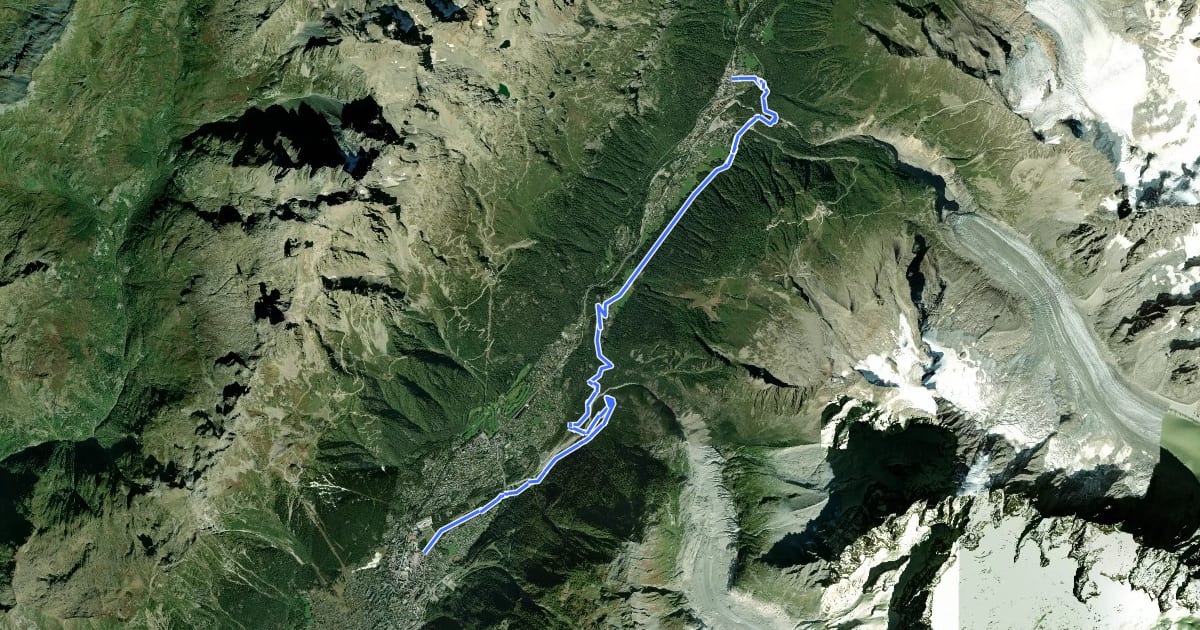 Маршрут Chamonix – Argentière – Le Petit Balcon Nord на спутниковом снимке
