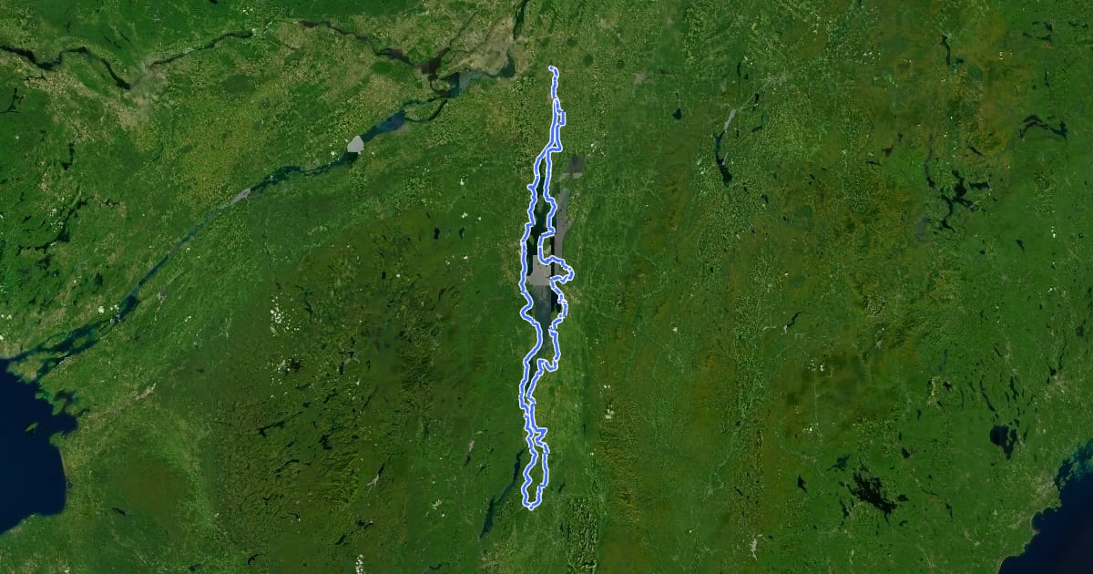 Маршрут Champlain Bikeway / Route Champlain на спутниковом снимке