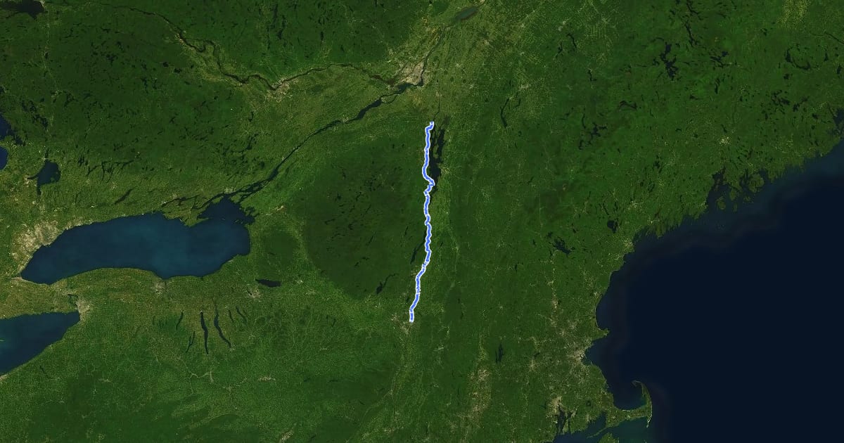 Маршрут Champlain Valley Trail на спутниковом снимке