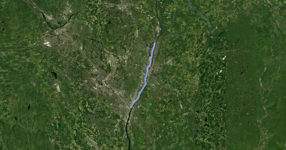 Маршрут Champlain Valley Trail (Albany to Waterford) на спутниковом снимке
