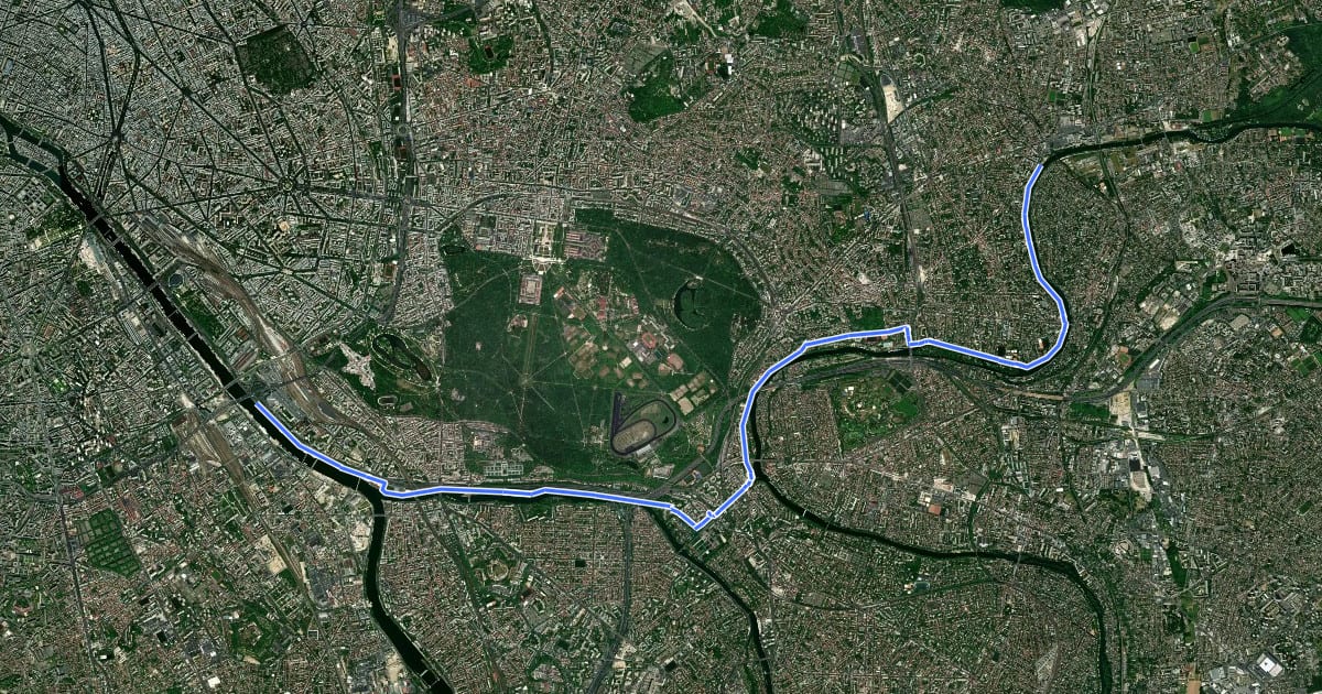 Маршрут Charenton-le-Pont Perreux-sur-Marne на спутниковом снимке