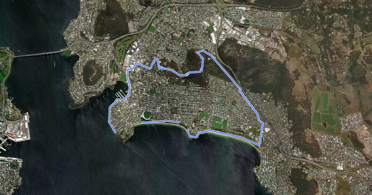 Маршрут Charles Darwin Trail на спутниковом снимке