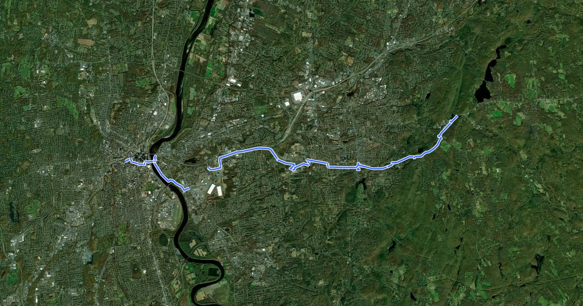 Маршрут Charter Oak Greenway на спутниковом снимке