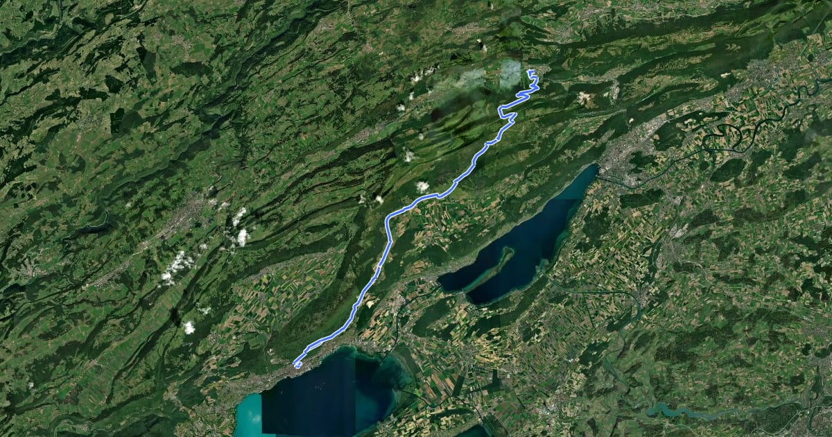 Маршрут Chasseral–Weissenstein Bike - Etappe 1 на спутниковом снимке