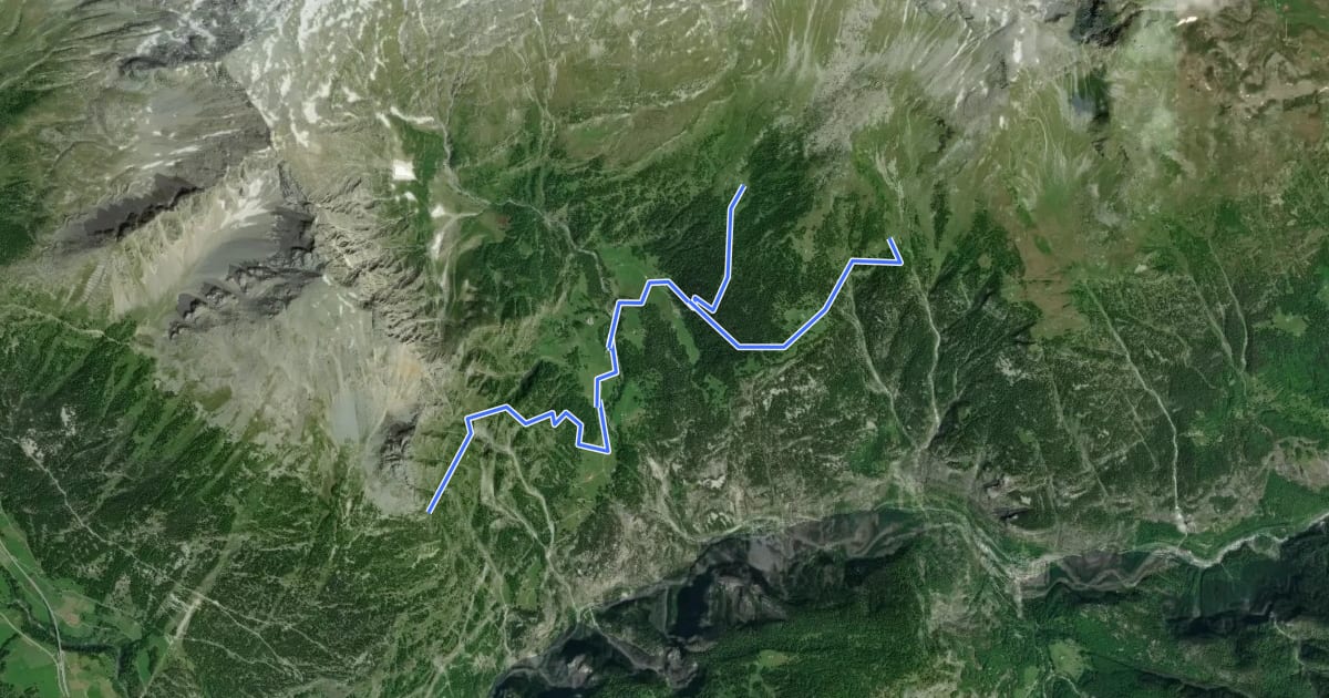Маршрут Chastelbergpass - Erblatte на спутниковом снимке