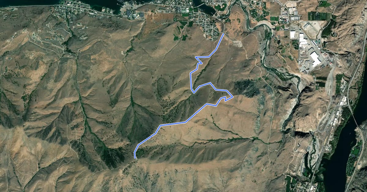Маршрут Chelan Butte Trail на спутниковом снимке