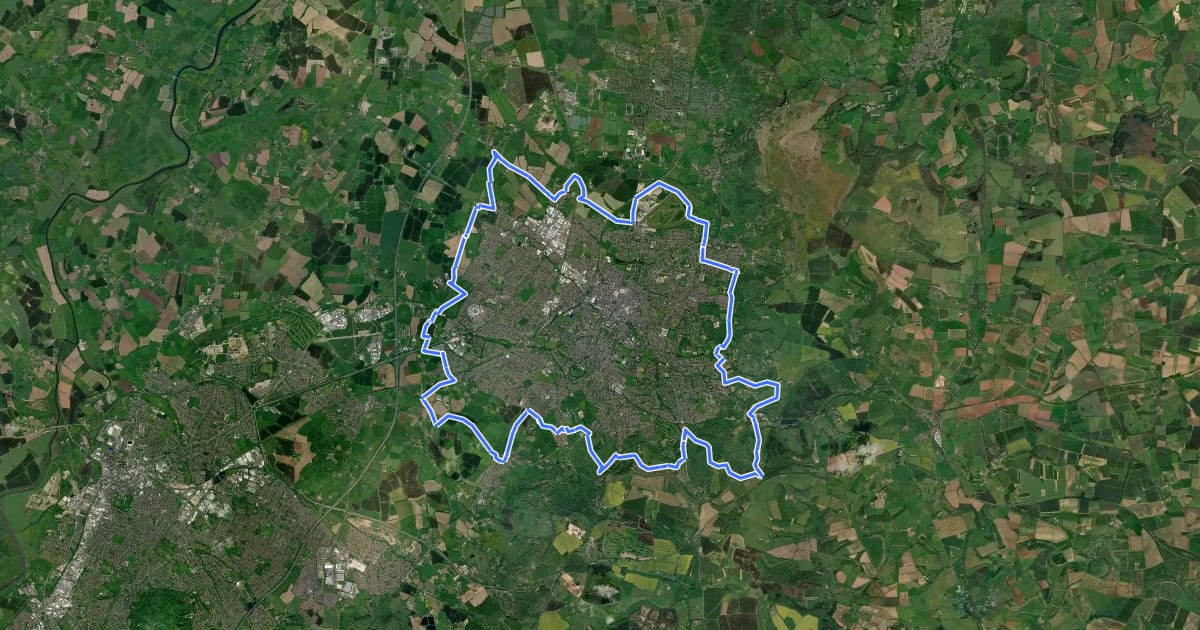 Маршрут Cheltenham Circular Footpath на спутниковом снимке