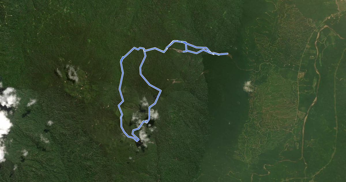 Маршрут Chemerong-Berembun-Lansir Trail на спутниковом снимке