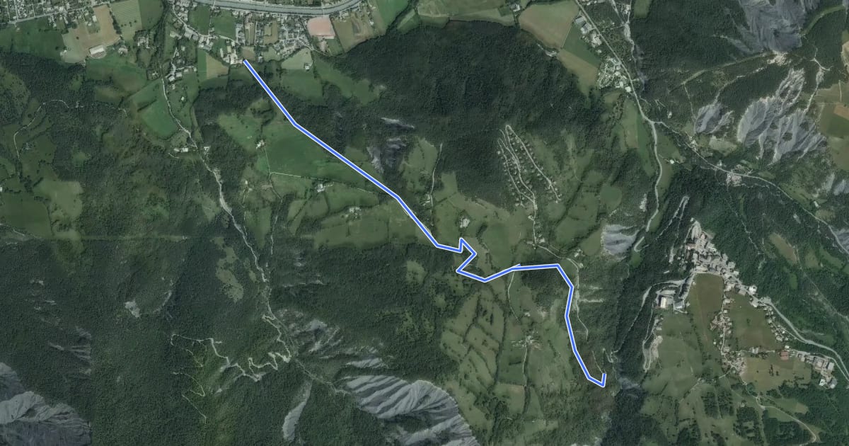 Маршрут Chemin de Barcelonnette au Sauze на спутниковом снимке