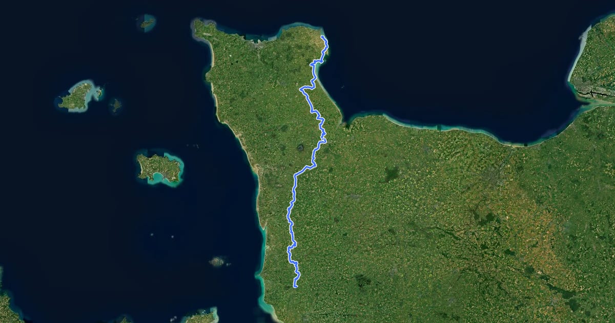 Маршрут Chemin de Barfleur на спутниковом снимке