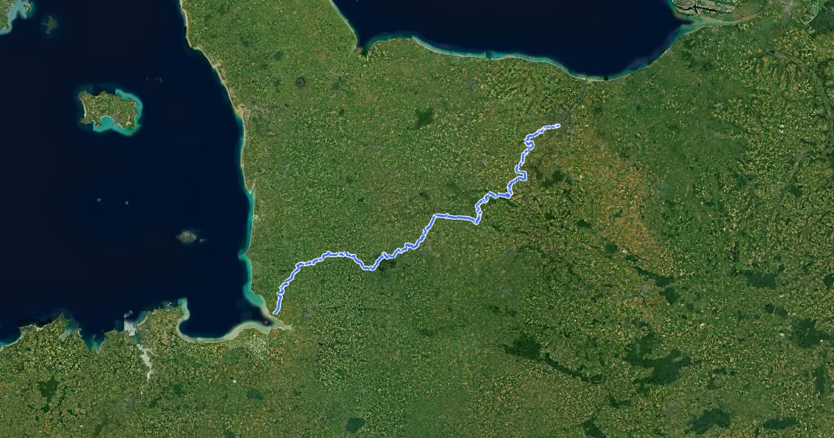 Маршрут Chemin de Caen на спутниковом снимке