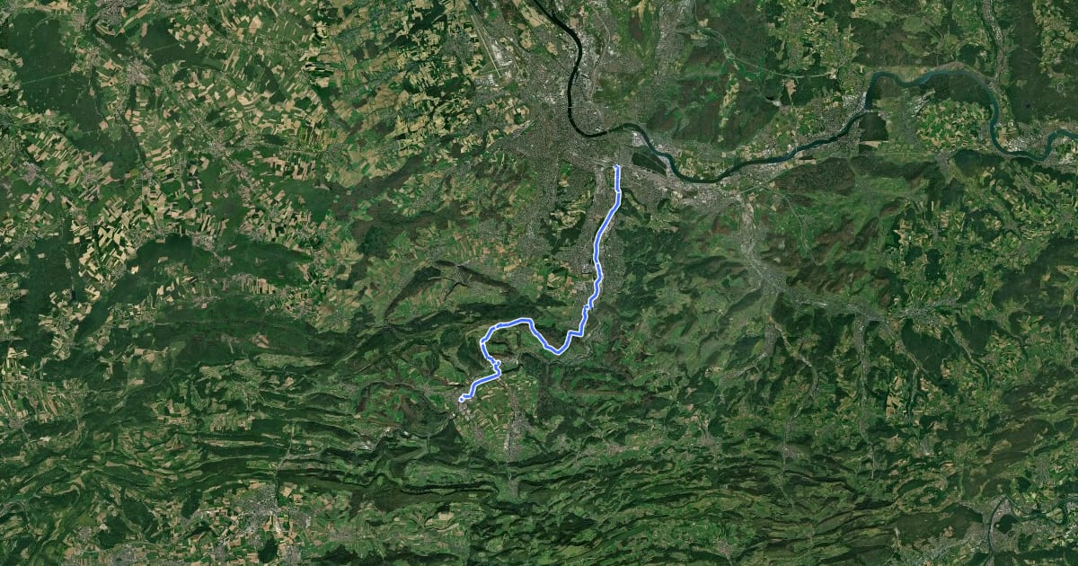Маршрут Chemin de Compostelle, Basel -Laufen на спутниковом снимке