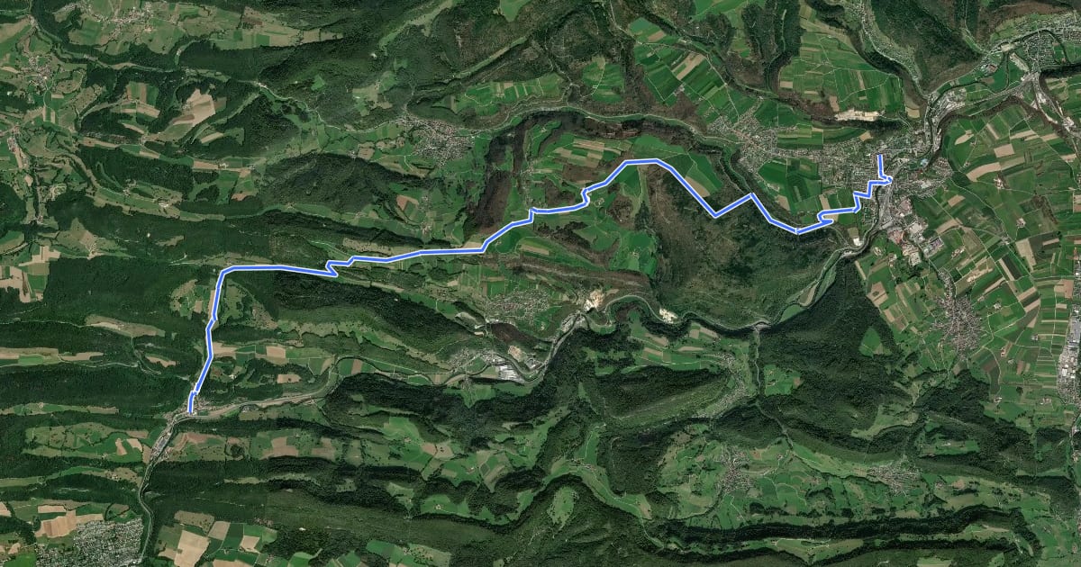Маршрут Chemin de Compostelle, Laufen - Soyhières на спутниковом снимке