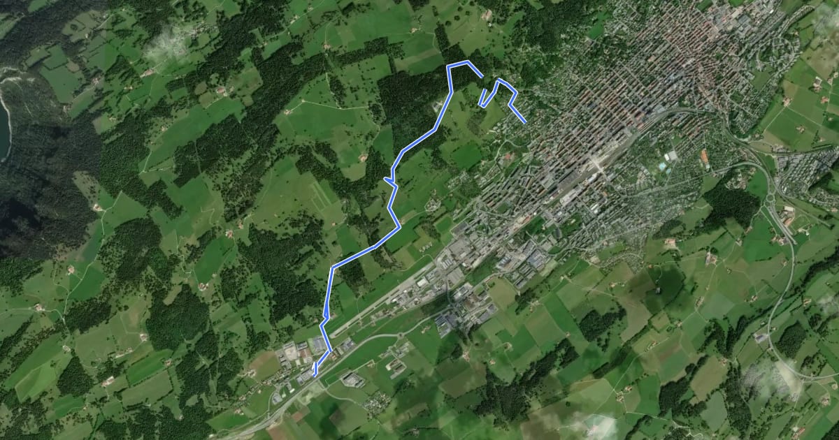 Маршрут Chemin de l'abeille bleu на спутниковом снимке