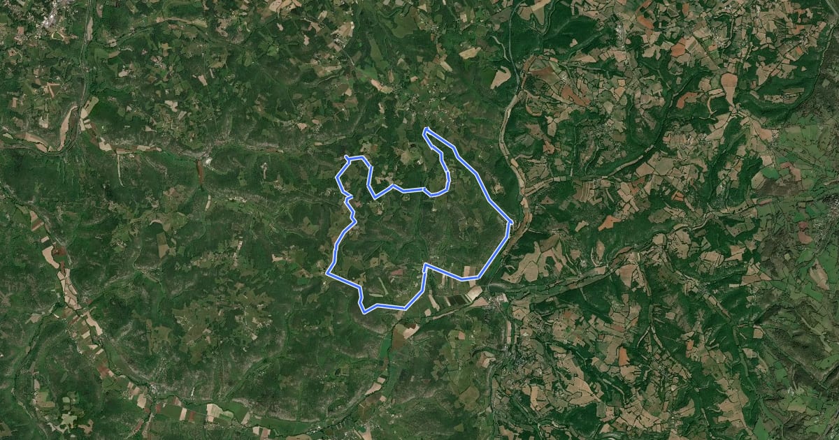 Маршрут Chemin de la fontaine de Peyrebru на спутниковом снимке