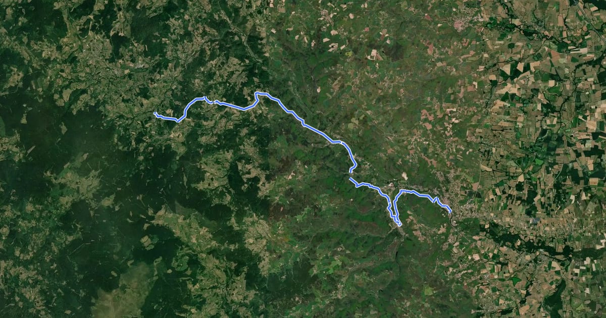 Маршрут Chemin de Montaigne de Boën à Saint-Jean-la-Vêtre на спутниковом снимке