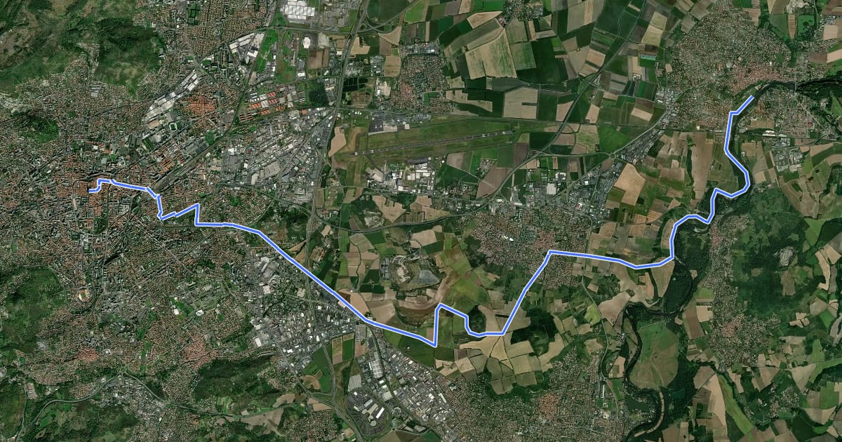 Маршрут Chemin de Montaigne de Pont-du-Château à Clermont-Ferrand на спутниковом снимке