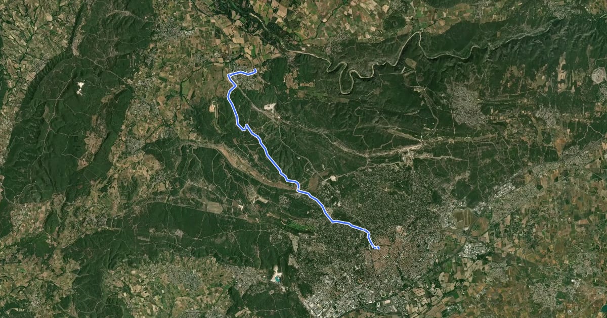 Маршрут Chemin de Régordane, La Calmette - Nîmes на спутниковом снимке