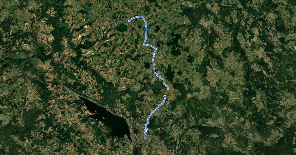 Маршрут Chemin de Régordane, Landos - Langogne на спутниковом снимке