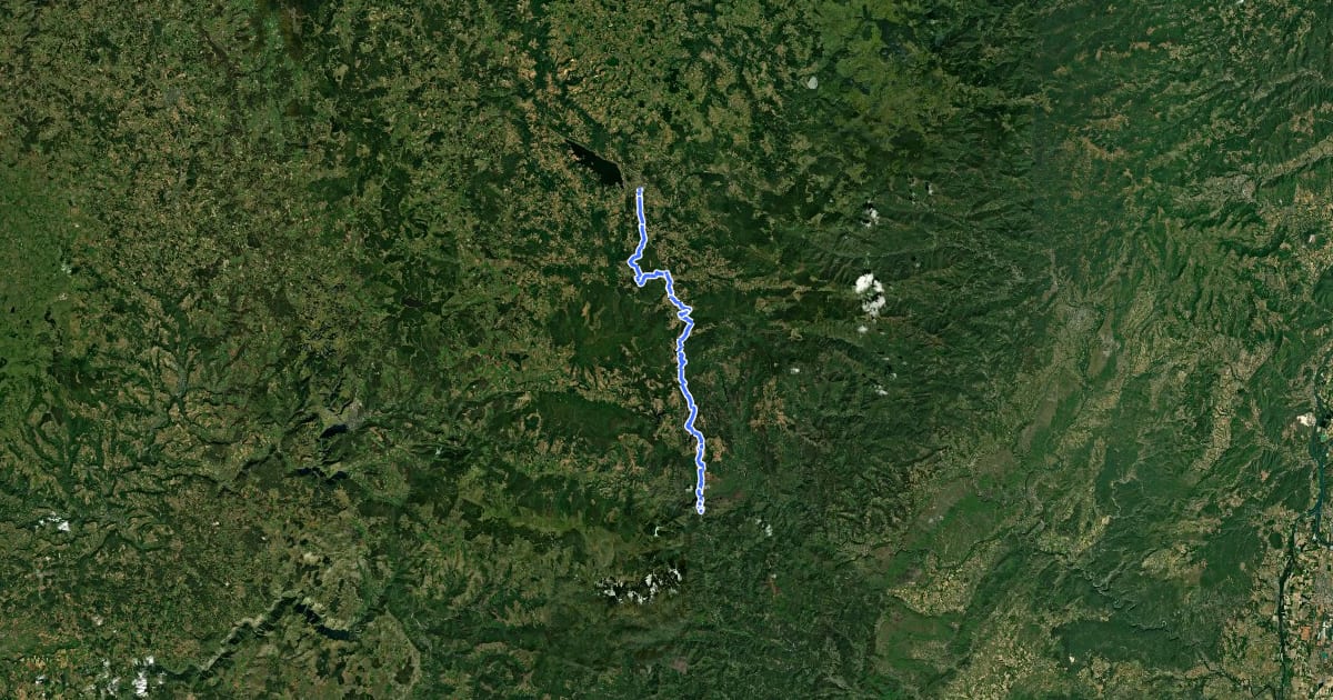 Маршрут Chemin de Régordane, Langogne - Villefort на спутниковом снимке