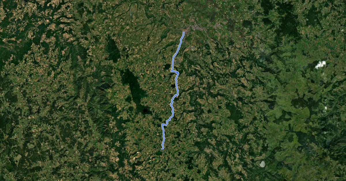 Маршрут Chemin de Régordane, Le Puy - Landos на спутниковом снимке