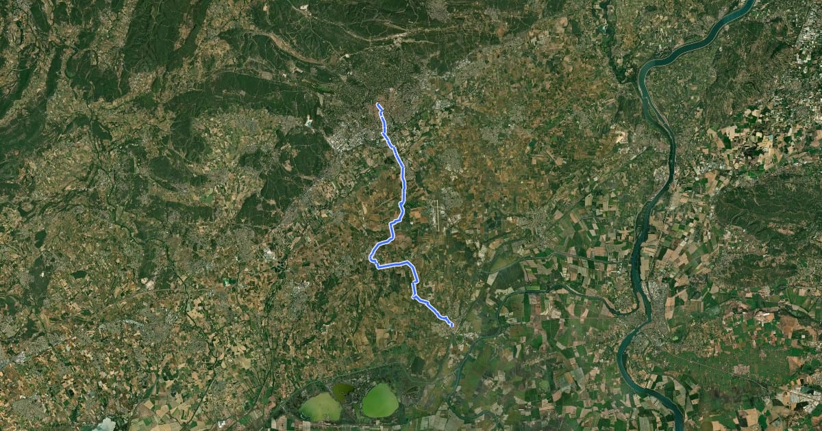 Маршрут Chemin de Régordane, Nîmes - Saint--Gilles на спутниковом снимке