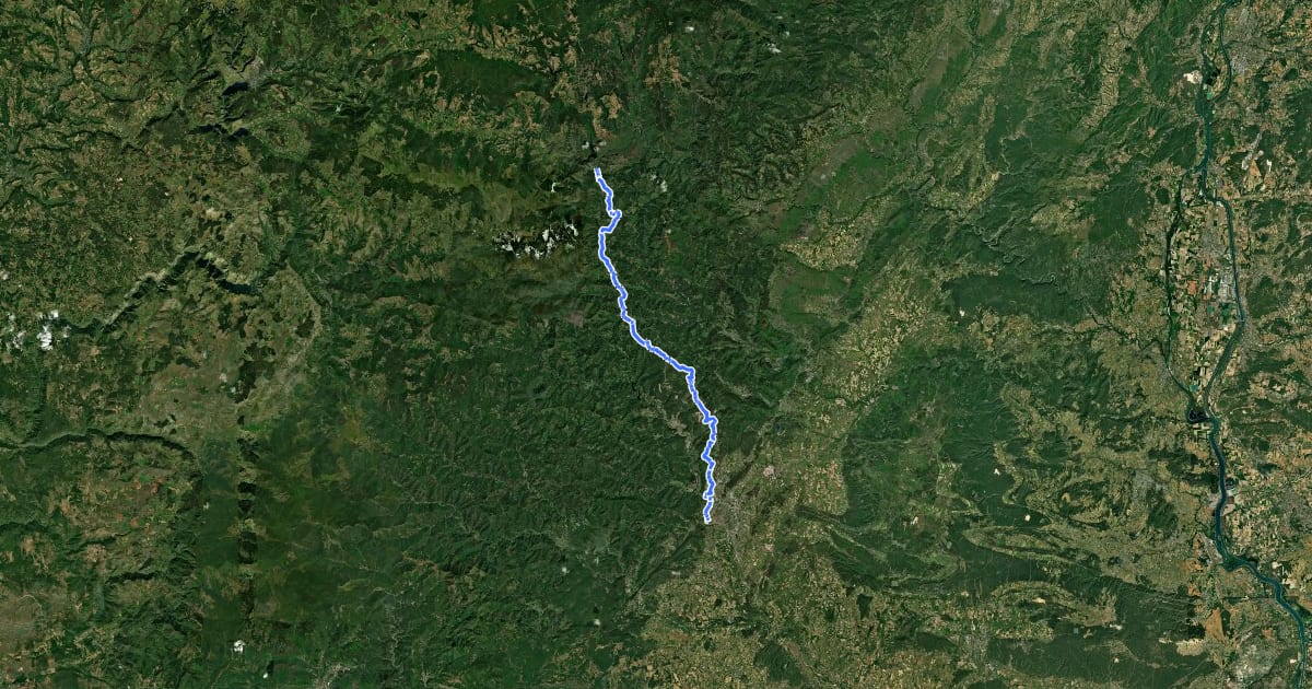 Маршрут Chemin de Régordane, Villefort - Alès на спутниковом снимке