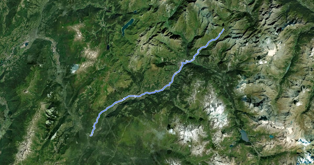 Маршрут Chemin de Szombathely, Col du Petit Saint-Bernard - Moûtiers на спутниковом снимке