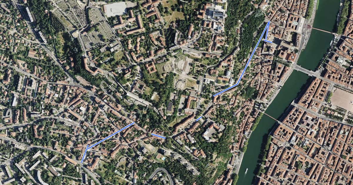 Маршрут Chemin de Szombathely, Lyon - Roanne на спутниковом снимке