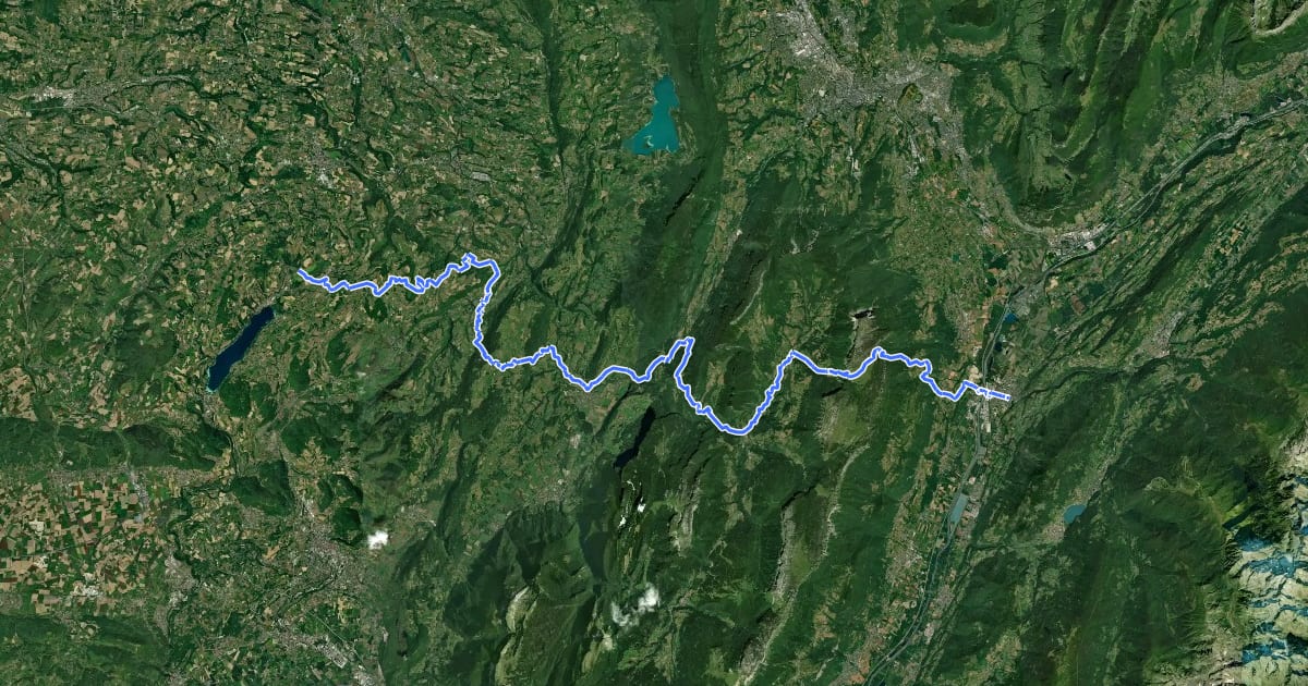 Маршрут Chemin de Szombathely, Pontcharra - Saint-Pierre de Paladru на спутниковом снимке