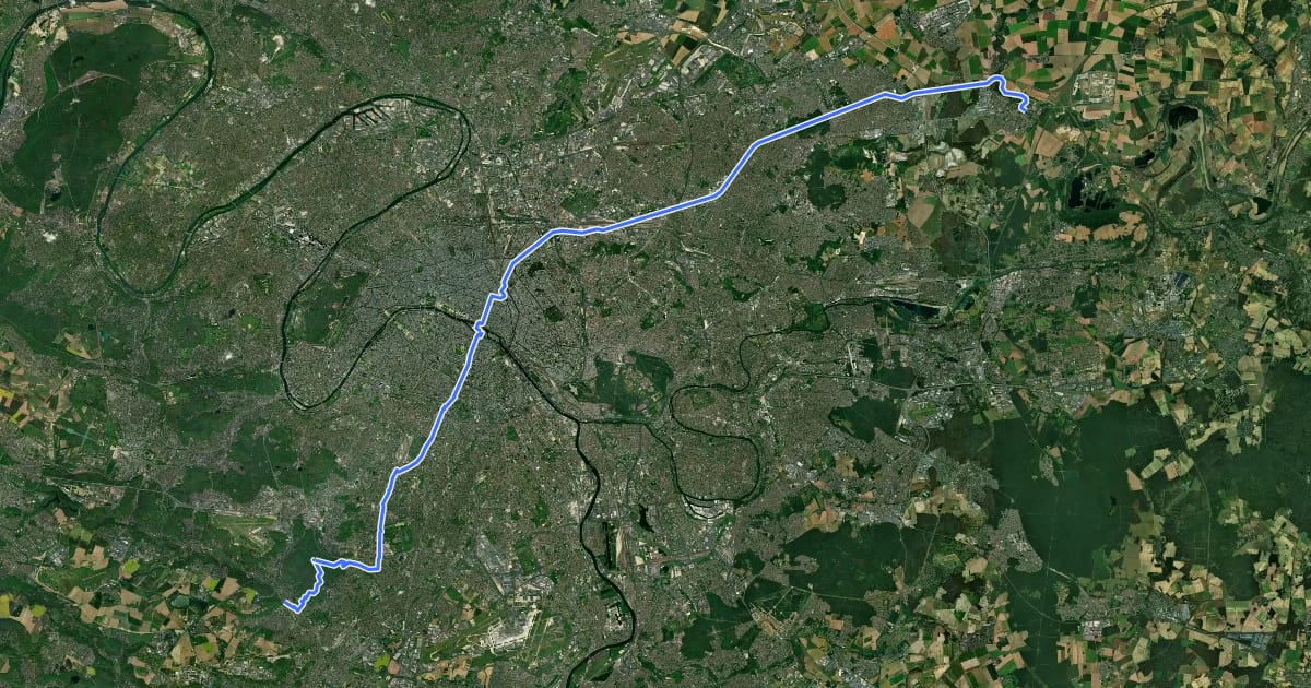 Маршрут Chemin de Trèves, Claye-Souilly - Igny на спутниковом снимке