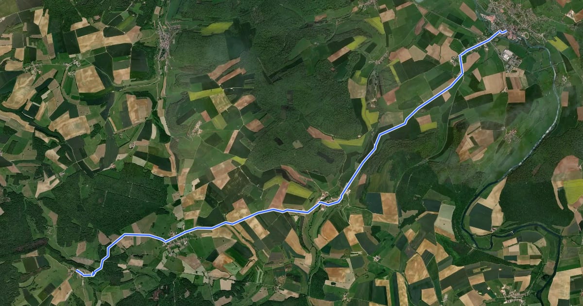 Маршрут Chemin de Trèves, Mouzon - Stonne на спутниковом снимке