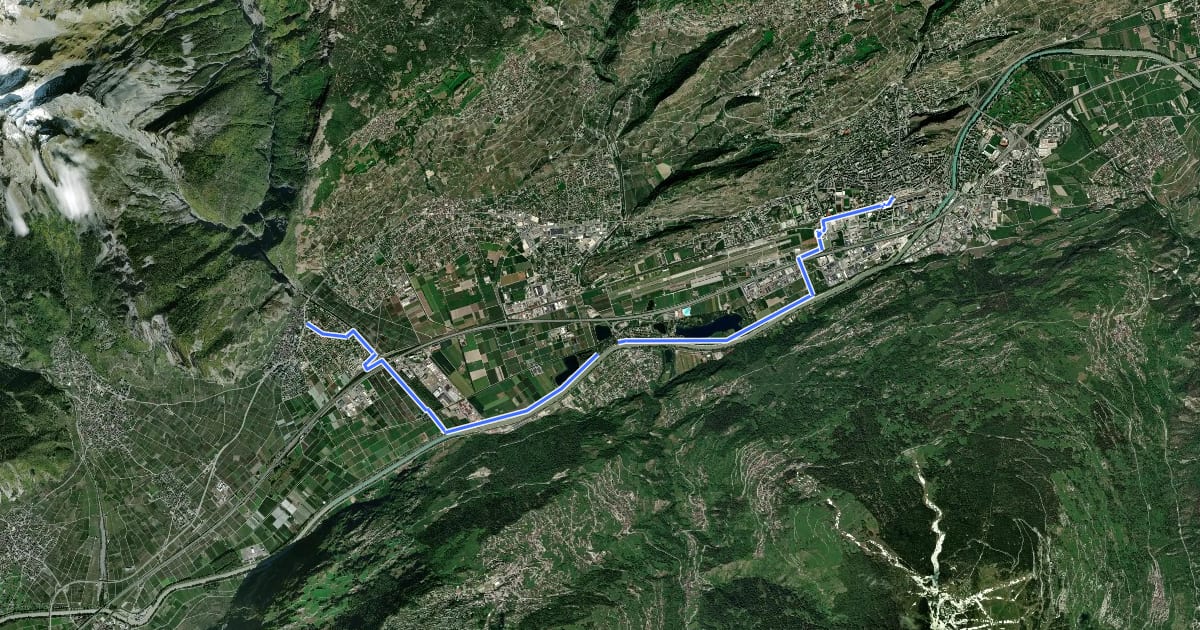 Маршрут Chemin des berges du Rhône на спутниковом снимке