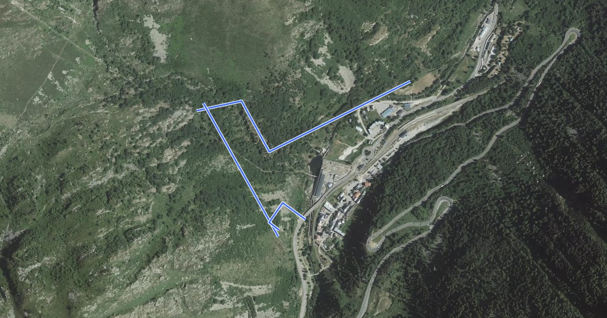 Маршрут Chemin des Cascades на спутниковом снимке